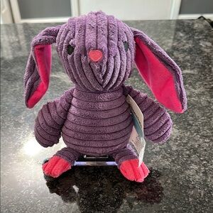 Prime Pets Purple & Pink Plush Bunny Squeaky Dog Toy NWT 11”x8”